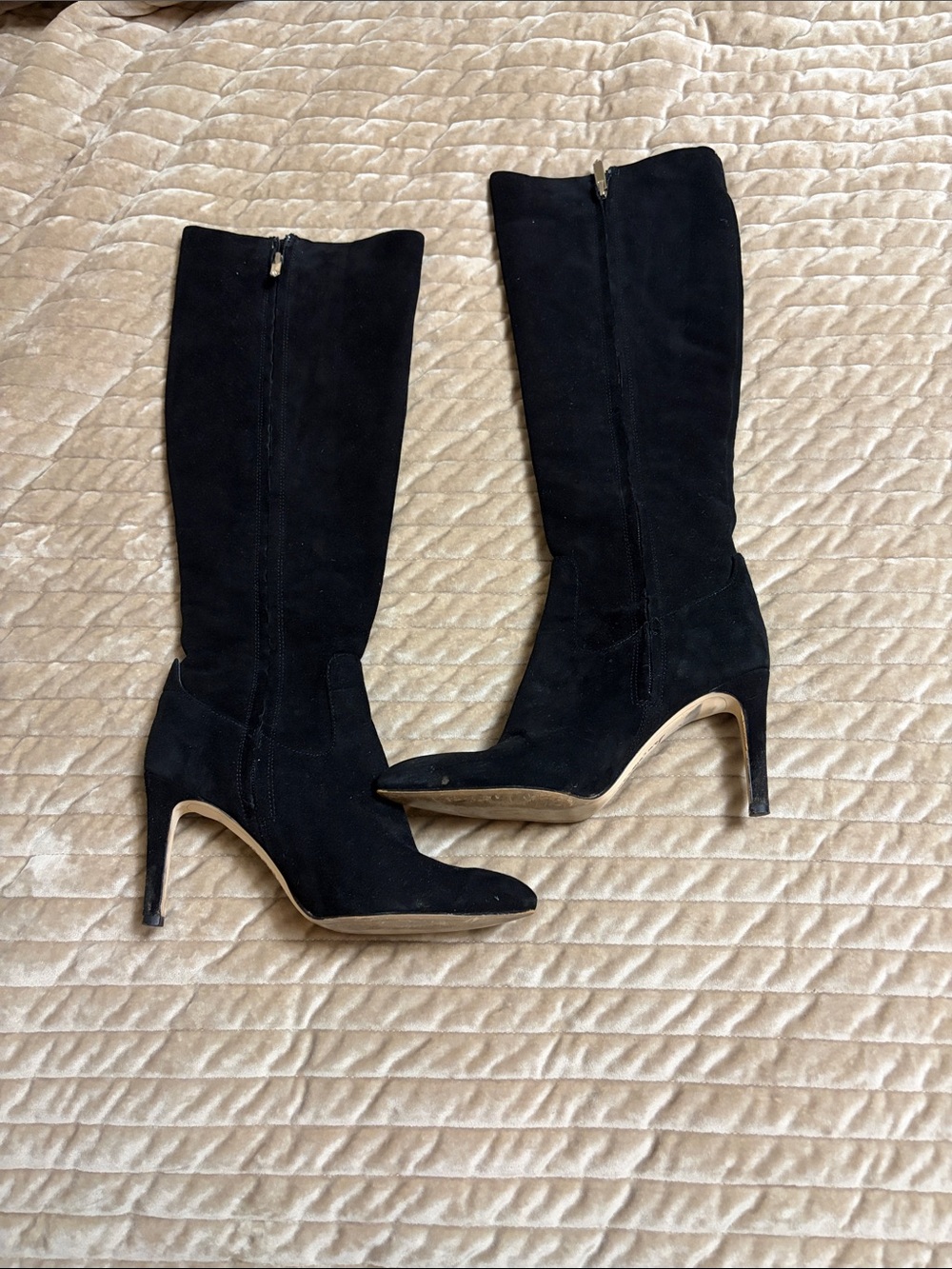 Sam Edelman Black Suede Knee Boots with Pointed Toe -size 6.5